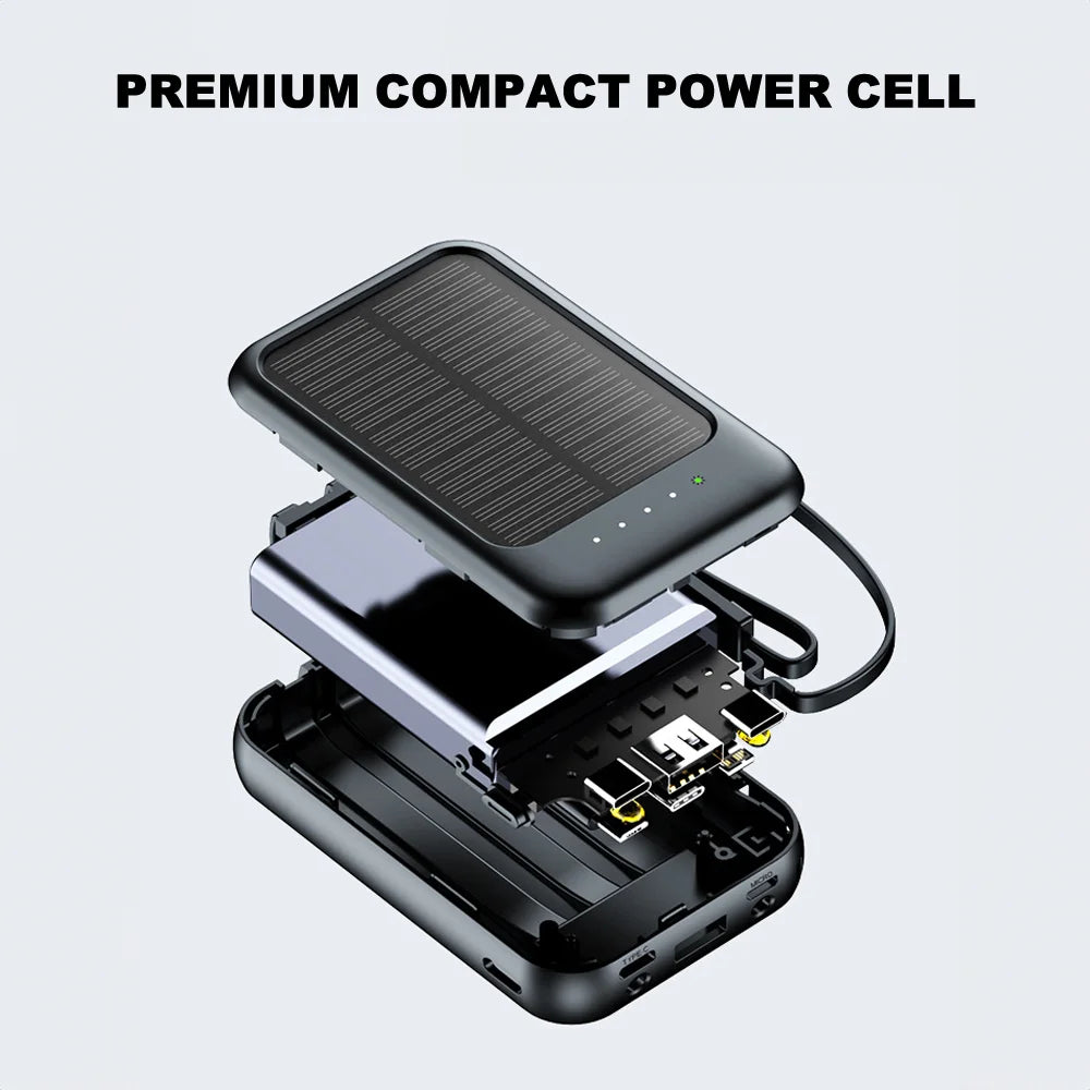 UK Stocked Solar Power Bank 20000mAh Portable Phone Charging Povew bank Outdoor External Battery Charger with LED Light for All Smartphones