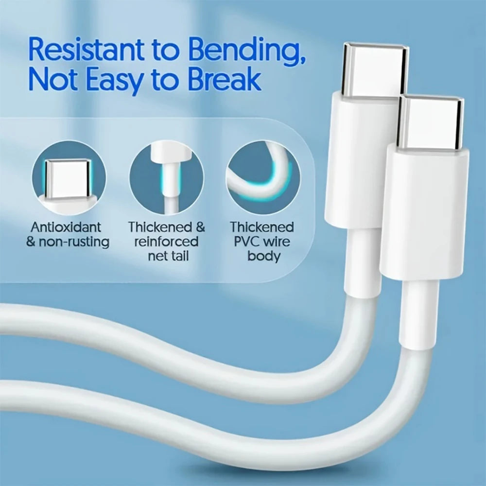 UK Plug Foldable 20W Mobile Phone Adapter With 2m Dual Type-C Mobile Phone Charging Cable