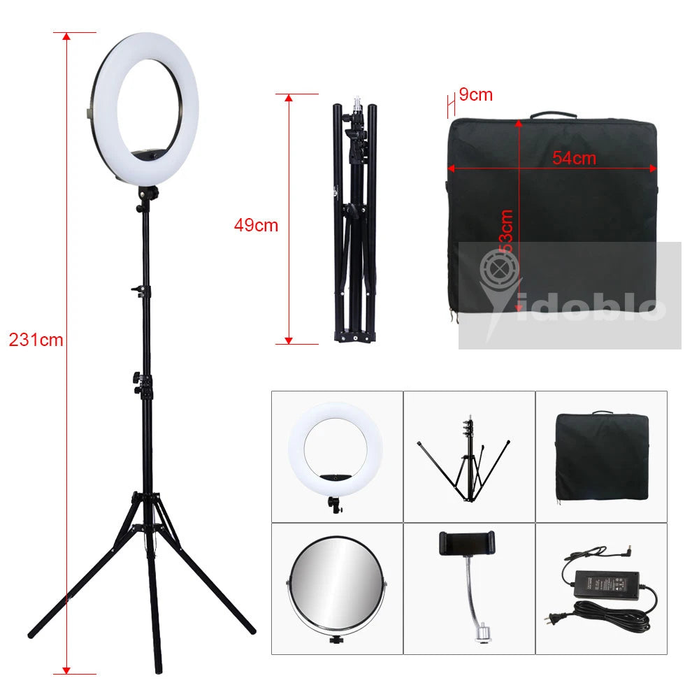 Yidoblo FD-480 18' Dimmable LED Ring Lamp Kit 96W LED Makeup Tattoos Light Lamp Ring Light + Stand (2M) + Handbag