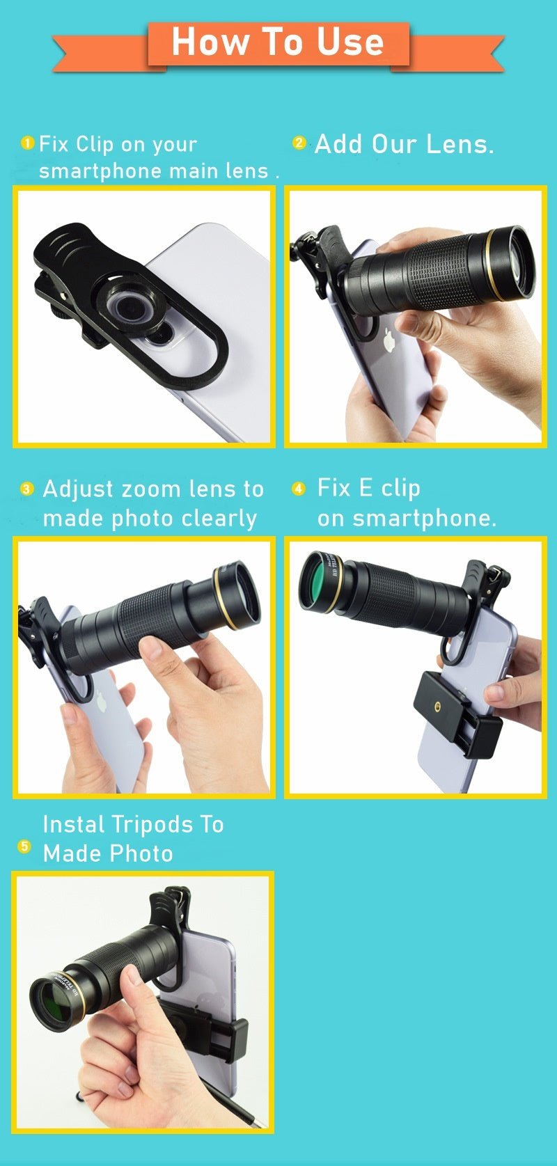 Kit de lentes para teléfono móvil Dragon 36X con trípode
