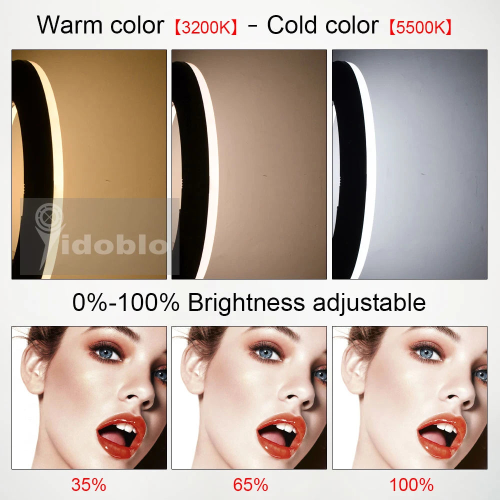 Yidoblo FD-480II 18' Photography Studio Dimmable LED Ring Lamp 480 LEDs Video Light Lamp Photographic Lighting + Stand (2M) + Ba