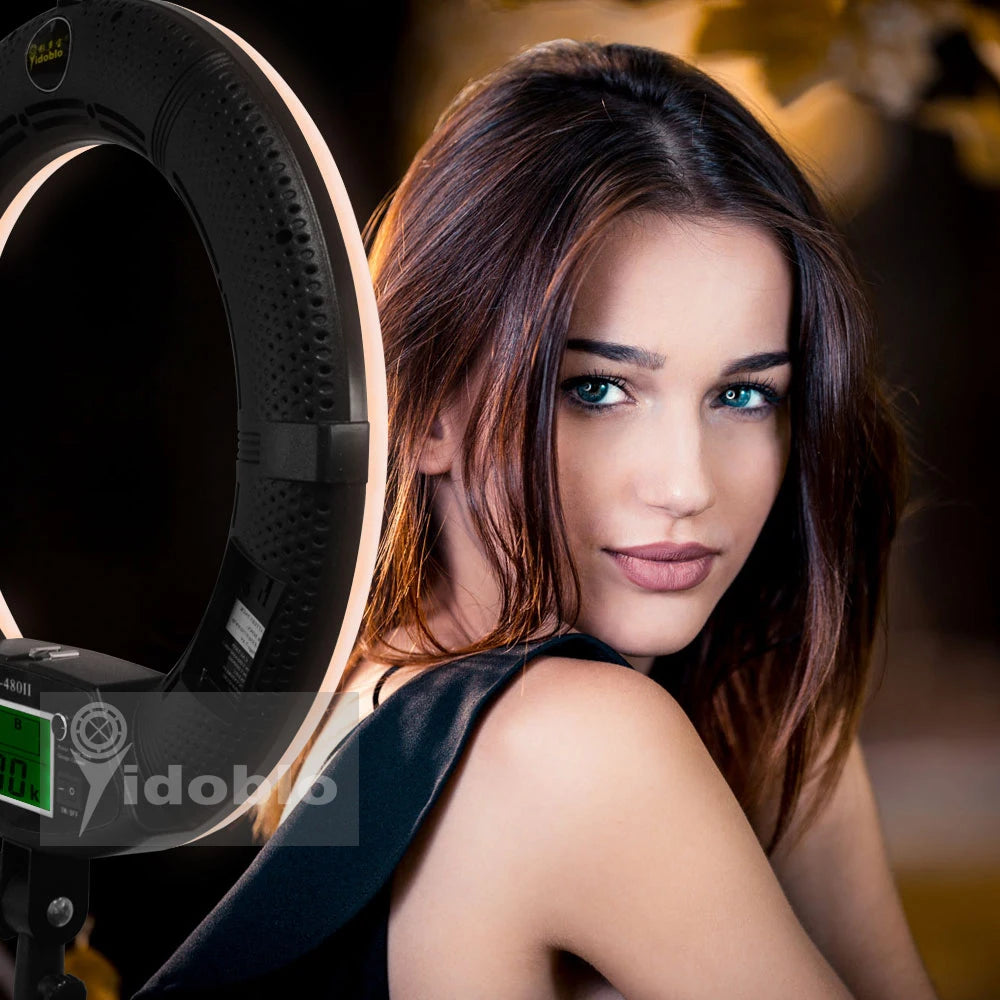 96W Yidoblo FE-480II Dimmbare Bi-Color Ringleuchte 480 LED Video Dauerlicht LCD Videoleuchte Beleuchtung + 2m Ständer + Tasche