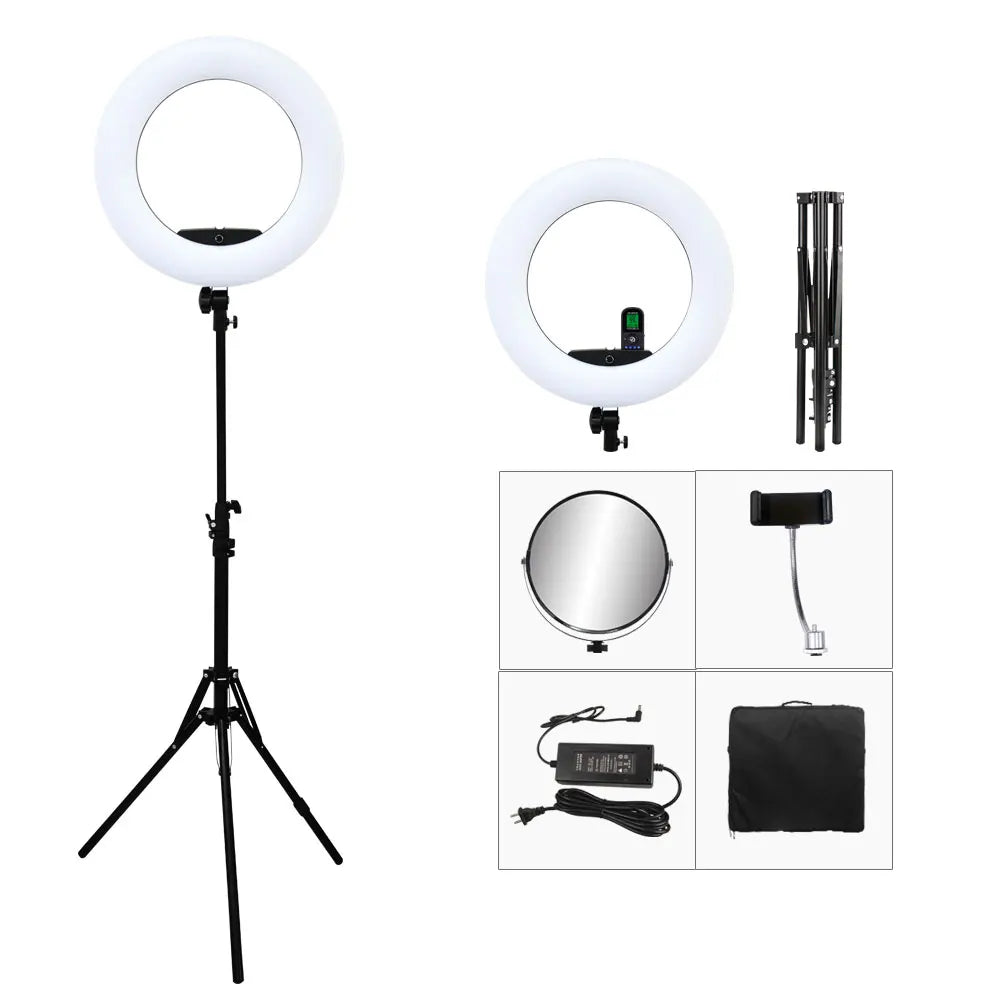 96W Yidoblo FE-480II Dimmable Bi-color Ring Light 480 LED Video Continue Lamp LCD Video Lamp Lighting + 2m Standing + Handbag