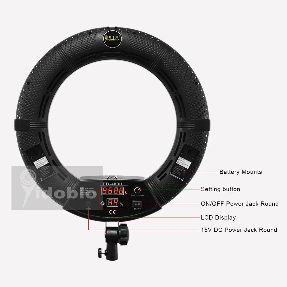 Yidoblo FD-480 18' Dimmable LED Ring Lamp Kit 96W LED Makeup Tattoos Light Lamp Ring Light + Stand (2M) + Handbag