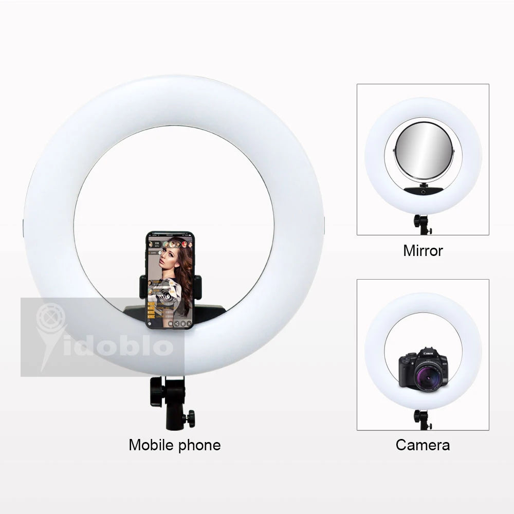 Yidoblo FD-480II 18' Photography Studio Dimmable LED Ring Lamp 480 LEDs Video Light Lamp Photographic Lighting + Stand (2M) + Ba