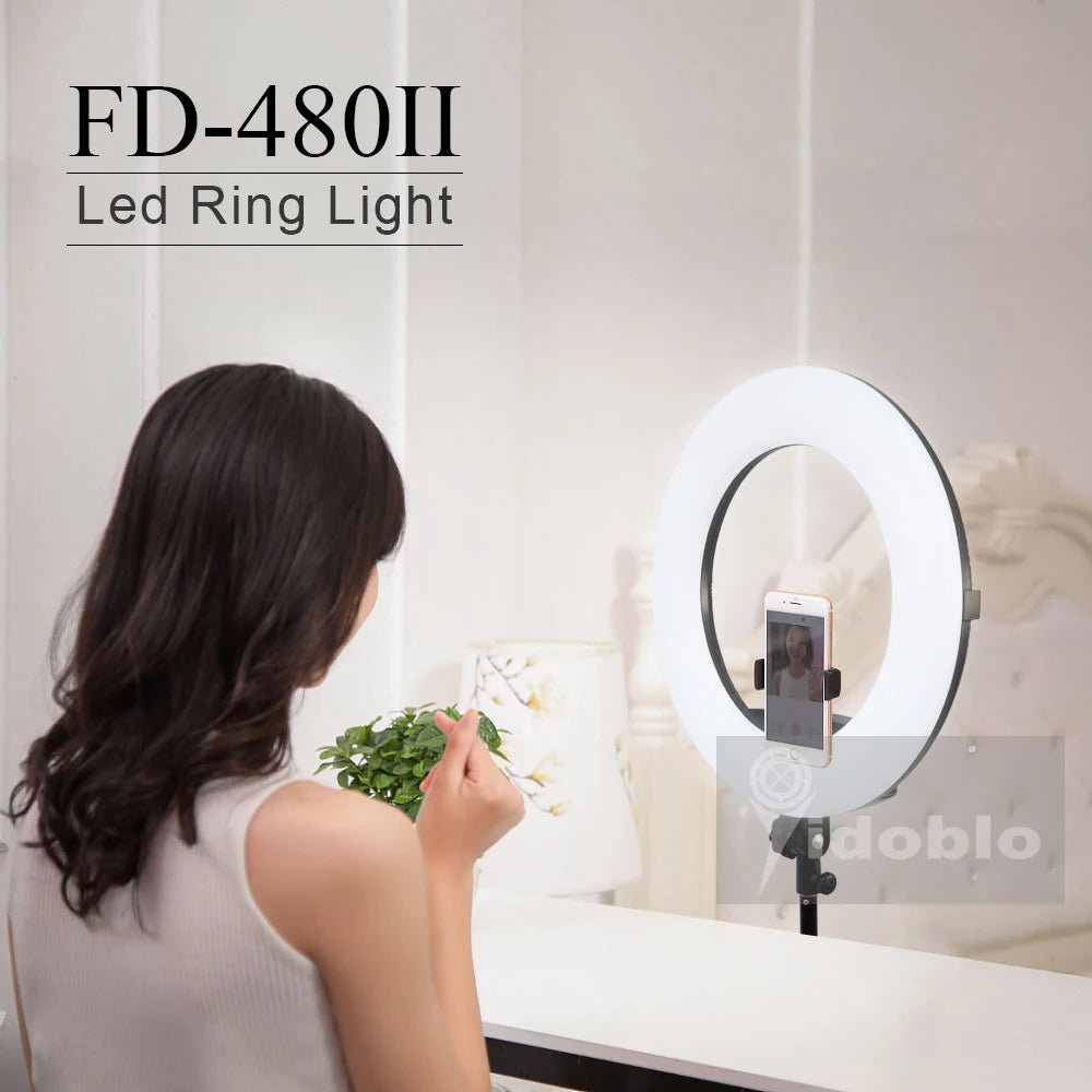 Yidoblo FD-480 18' Dimmable LED Ring Lamp Kit 96W LED Makeup Tattoos Light Lamp Ring Light + Stand (2M) + Handbag