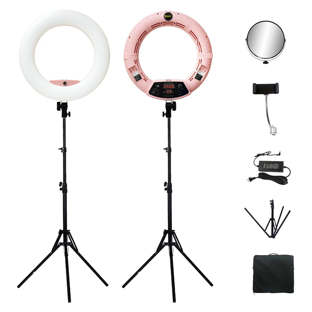 Yidoblo FD-480 18" Dimmbare LED-Ringleuchte Kit 96W LED Make-up Tattoos Licht Lampe Ringlicht + Ständer (2M) + Handtasche