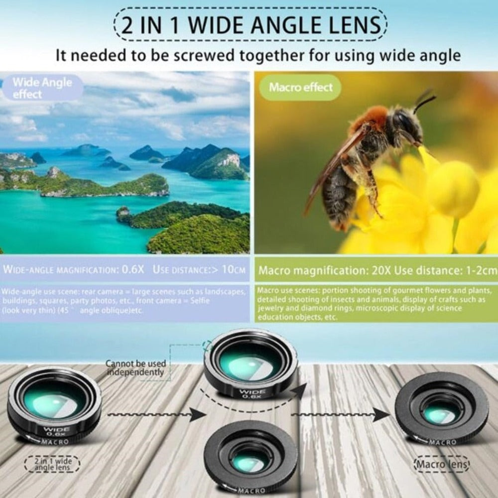 Kit de lentes para teléfono móvil Dragon 36X con trípode
