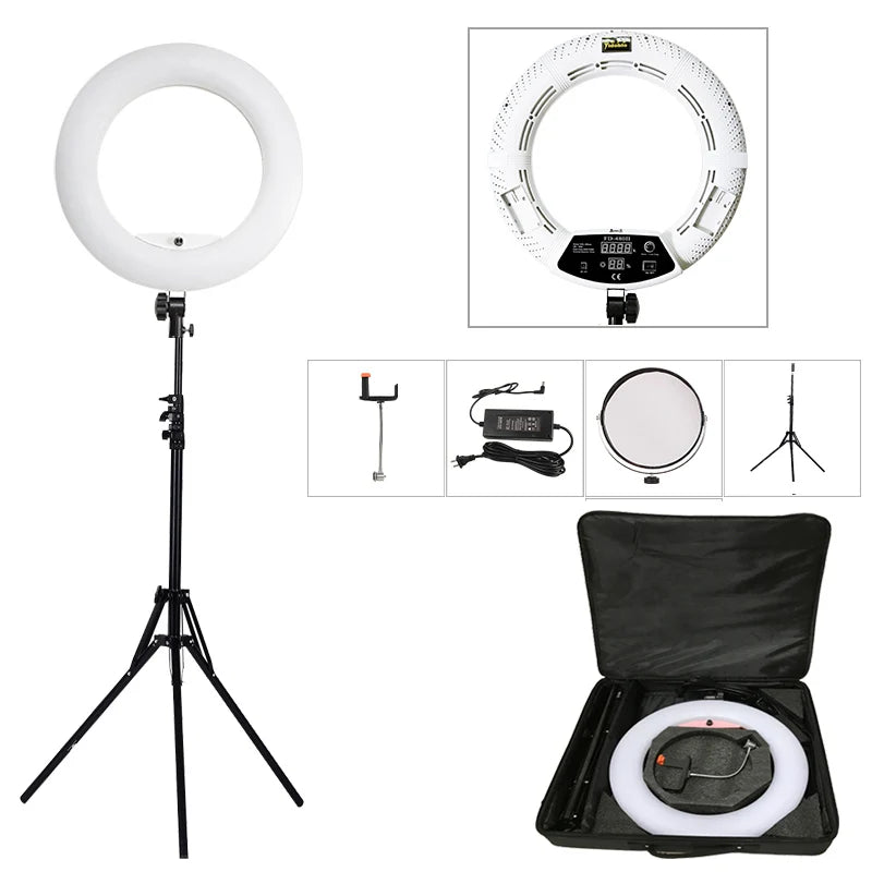 Yidoblo FD-480II 18' Photography Studio Dimmable LED Ring Lamp 480 LEDs Video Light Lamp Photographic Lighting + Stand (2M) + Ba