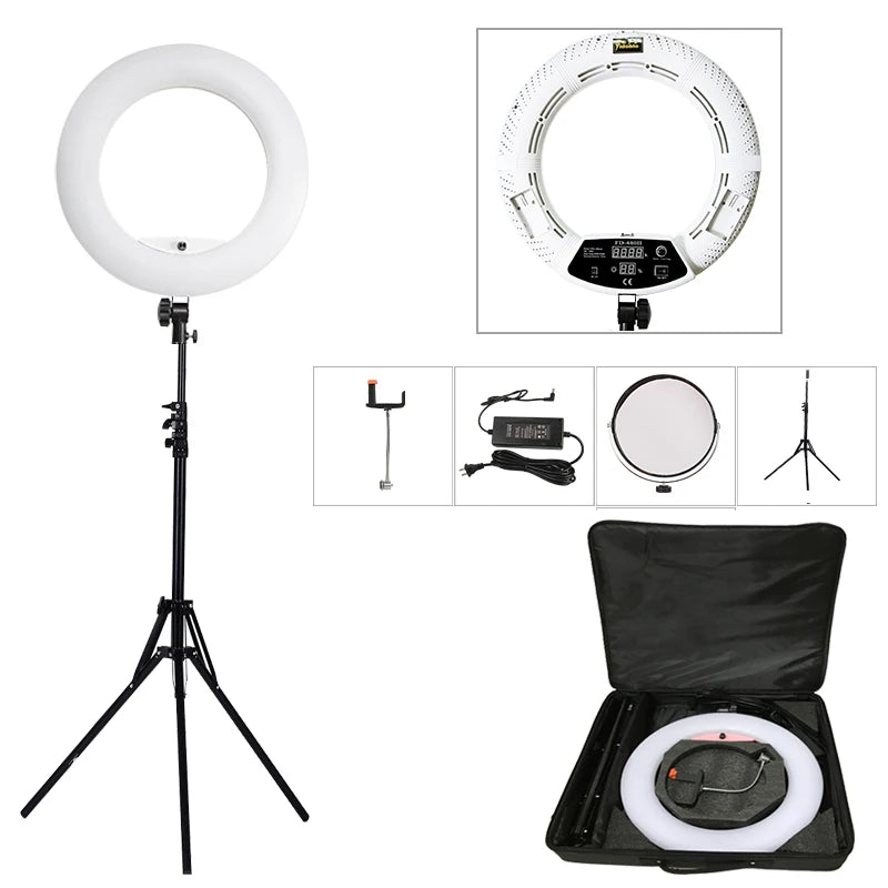 Yidoblo FD-480II 18' Photography Studio Dimmable LED Ring Lamp 480 LEDs Video Light Lamp Photographic Lighting + Stand (2M) + Ba