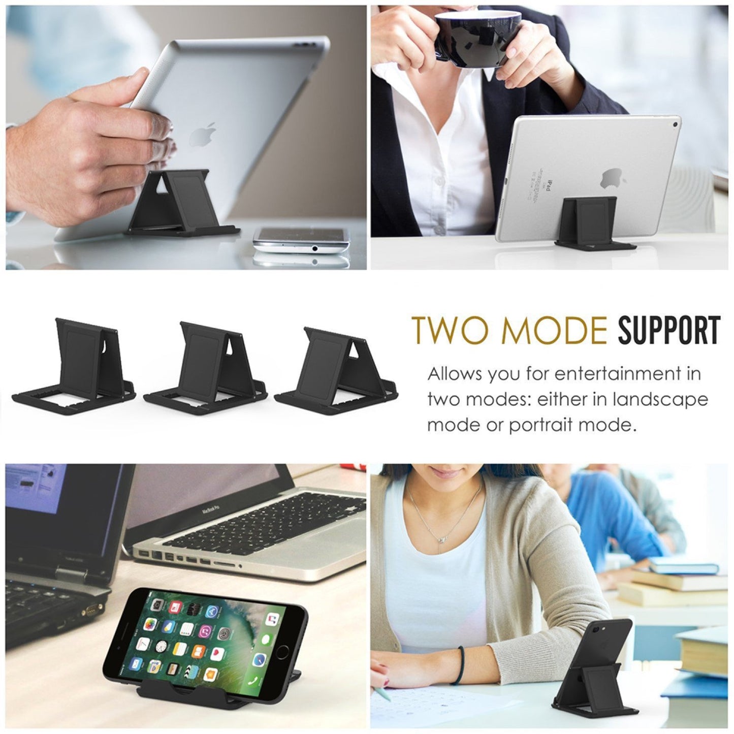 Telefon-/Tablet-Ständer, faltbarer, mehrfach verstellbarer Halter für Telefon und Tablet