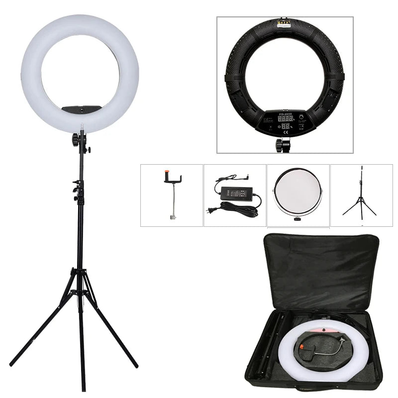 Yidoblo FD-480II 18" Fotostudio Dimmbare LED-Ringlampe 480 LEDs Videoleuchte Fotografische Beleuchtung + Ständer (2M) + Kugelkopf