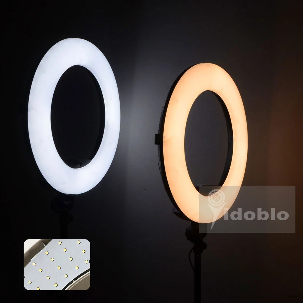 96W Yidoblo FE-480II Dimmable Bi-color Ring Light 480 LED Video Continue Lamp LCD Video Lamp Lighting + 2m Standing + Handbag