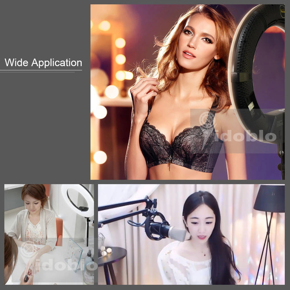 Yidoblo FD-480 18' Dimmable LED Ring Lamp Kit 96W LED Makeup Tattoos Light Lamp Ring Light + Stand (2M) + Handbag