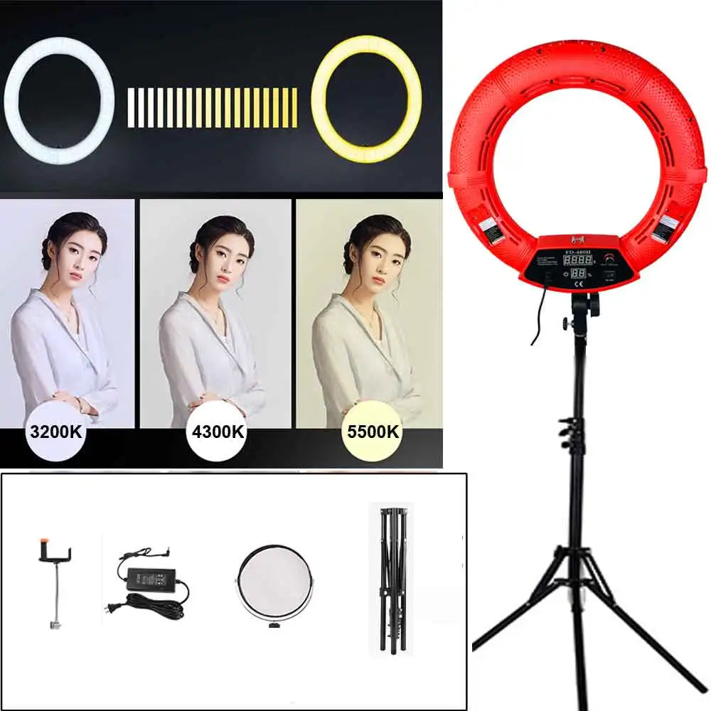 Yidoblo FD-480 18' Dimmable LED Ring Lamp Kit 96W LED Makeup Tattoos Light Lamp Ring Light + Stand (2M) + Handbag