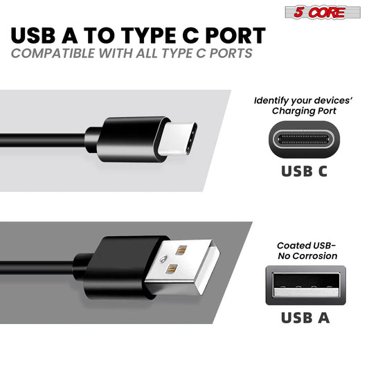 Cable USB a USB C 5Core, 5 unidades, carga rápida de 65 W con transferencia de datos