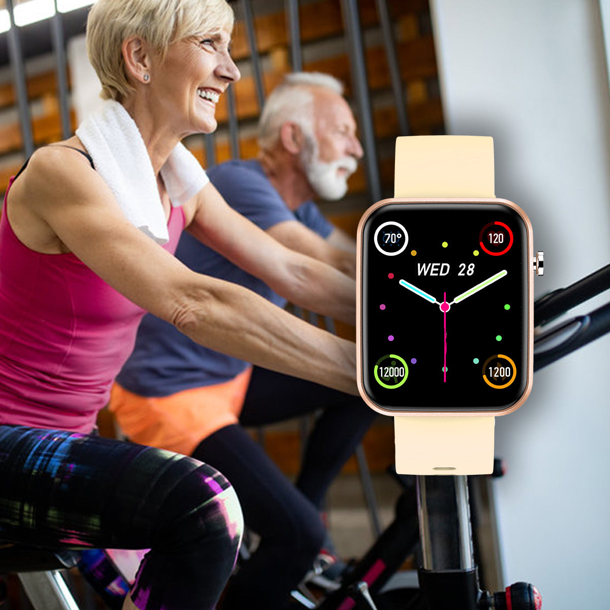 Fortschrittliche Smartwatch mit drei Armbändern und Wellness- + Aktivitäts-Tracker