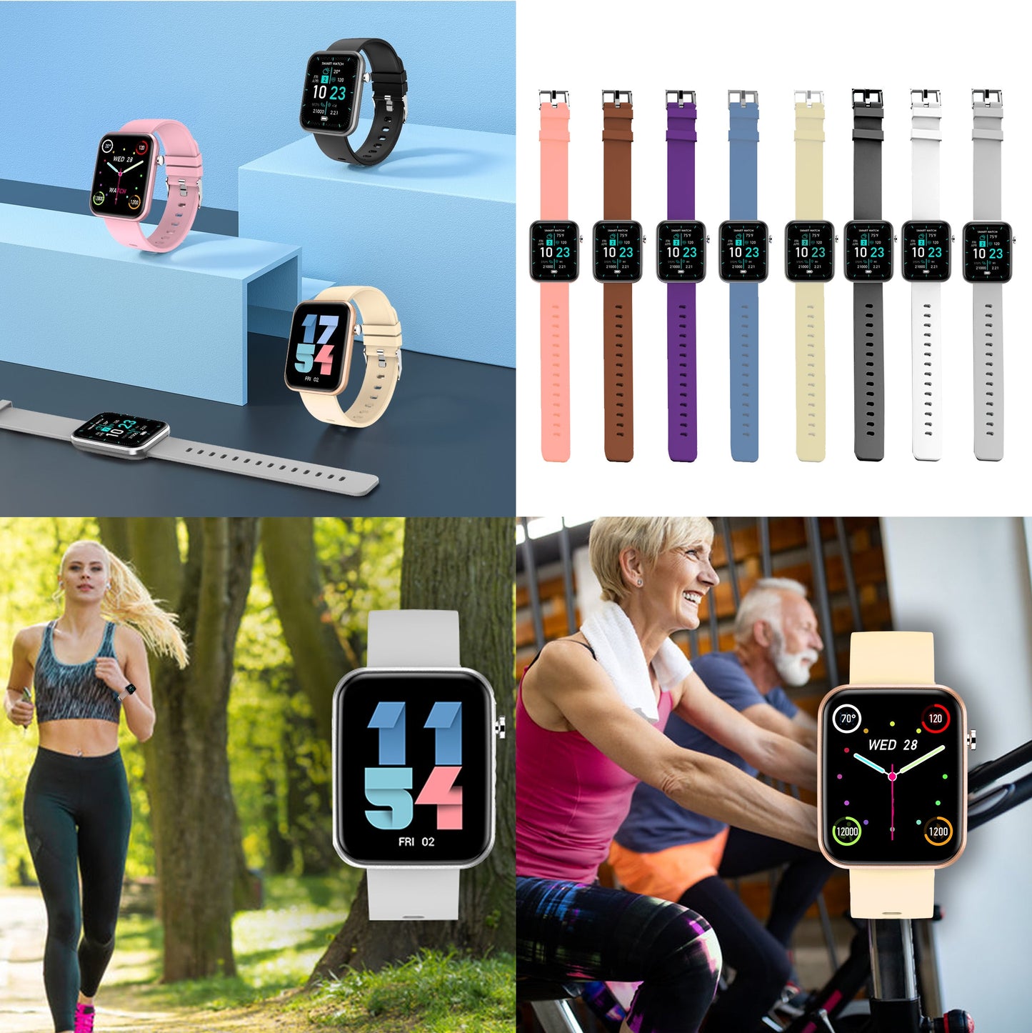 Fortschrittliche Smartwatch mit drei Armbändern und Wellness- + Aktivitäts-Tracker