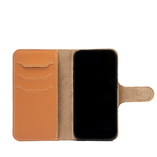 Top-Grain Leather Folio Case Wallet for iPhone 15 Series - Classic 4.0