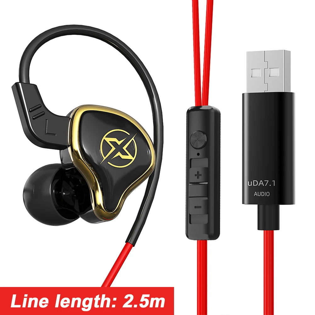 USB Gaming Headset With Microphone Wired Headphones Noise Cancelling PET Diaphragm 2.5m USB Cable for PC Computer PS4 PS5