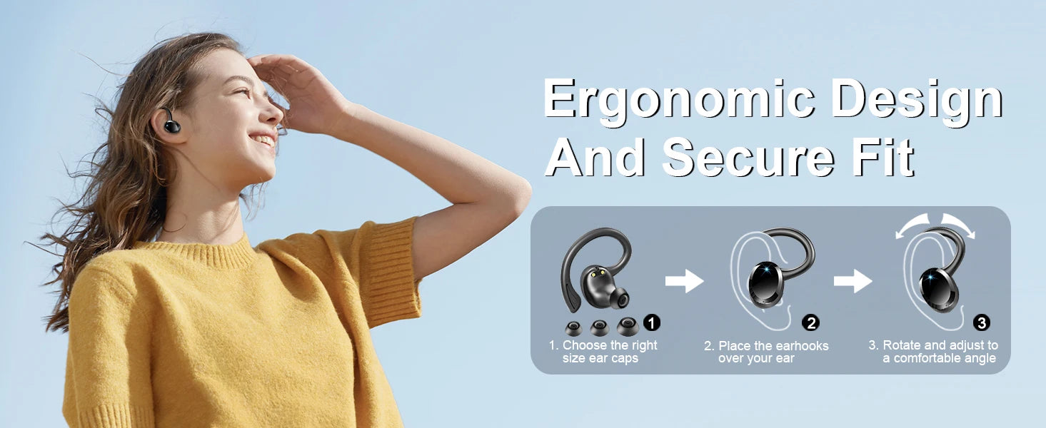 Wireless Earbuds, Bluetooth 5.3 Earbuds Stereo Bass, In-Ear Noise Cancelling Mic, Earphones IP7 Waterproof Sports, 40H Playback.