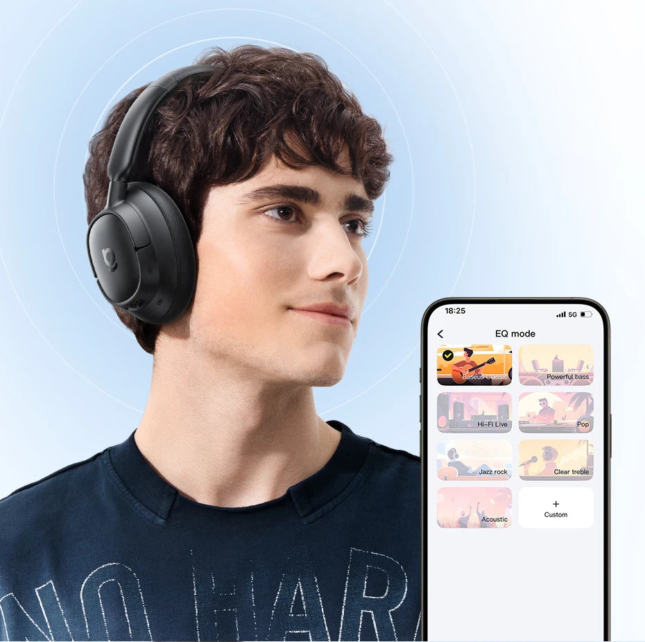 Baseus BH1/EH10 NC ANC Wireless Headphones 45dB Adaptive Hybrid Noise Cancelling Headsets Hi-Res LDAC Headphone Bluetooth 6.0