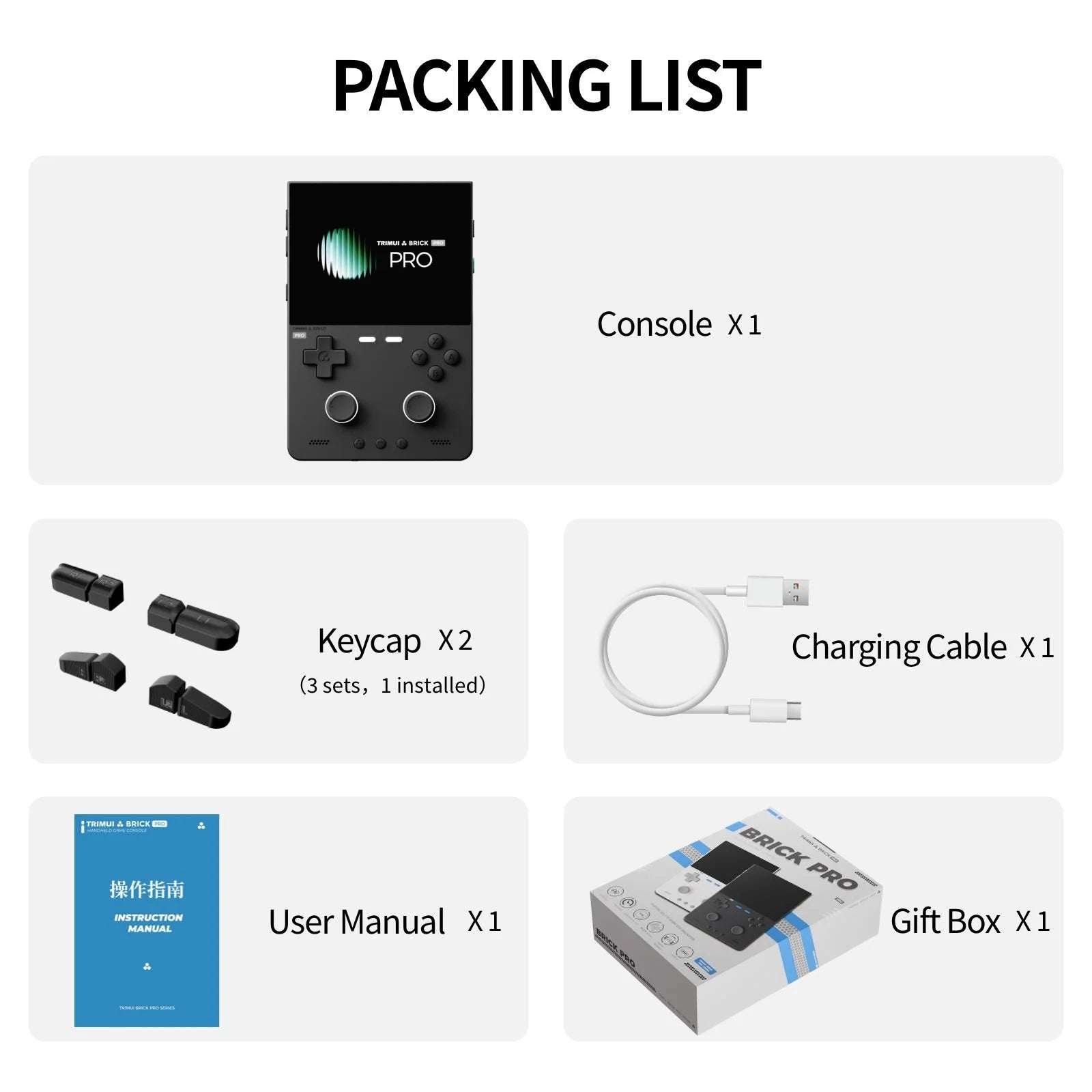 TRIMUI BRICK PRO Handheld Game Console 3.95'' IPS Screen RGB Top Light Dual Hall Joysticks A133P Linux 4.9 System Gifts