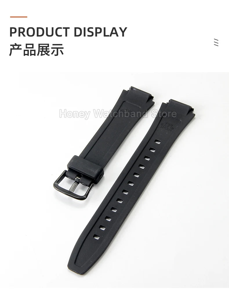 For Casio W-800H F-91W/84/94 Eco Friendly Recycled Resin Watch Strap Black 18mm Convex Fastener Hypoallergenic Quick Release