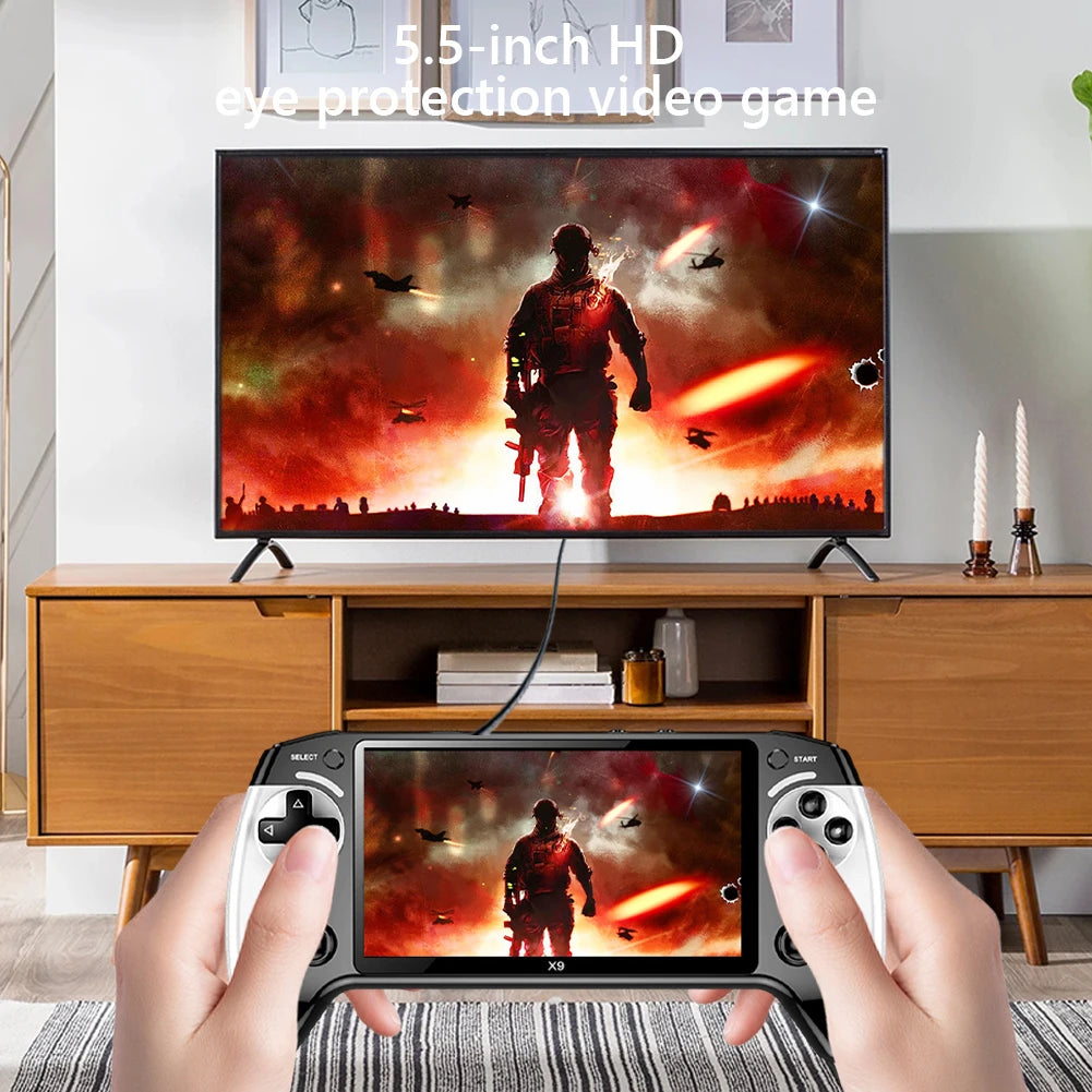 5.5 Inch Screen Handheld Game Console Type-C Charging Retro Video Game Player Portable Game Player Birthday Christmas Gift
