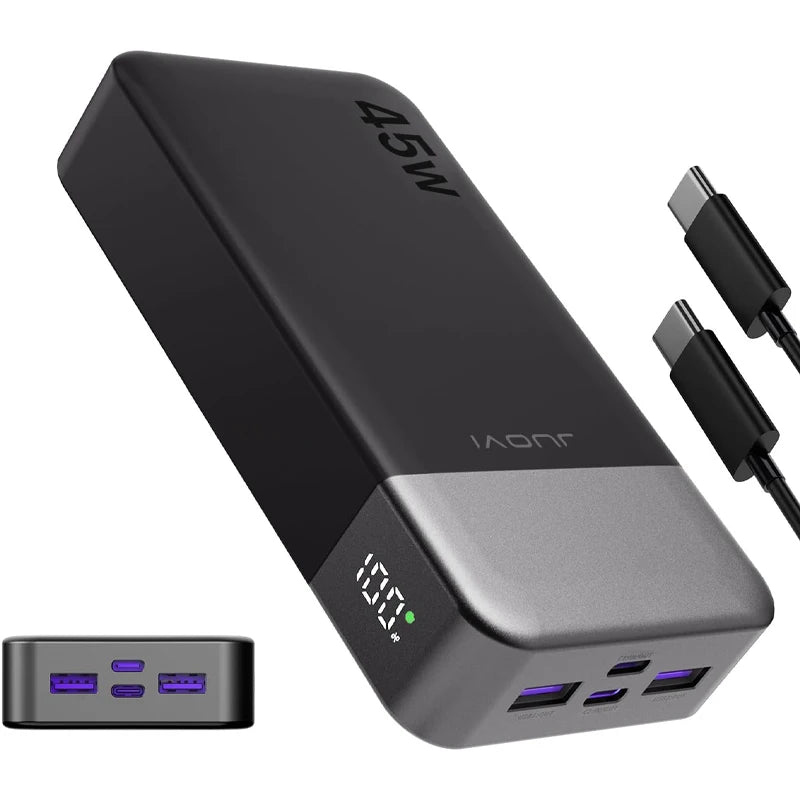 JUOVI Portable Charger, 20000mAh Power Bank, 35W Power Bank Fast Charging, Battery Pack with C to C Cable for iPhone 17 16 15