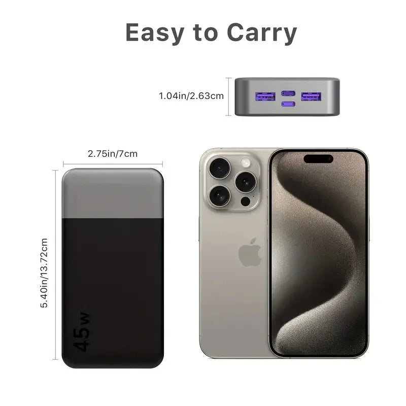 JUOVI Fast Charging Power Bank, 20000mAh 45W Portable Charger, Super Fast Charging with LED Display Portable Phone charger