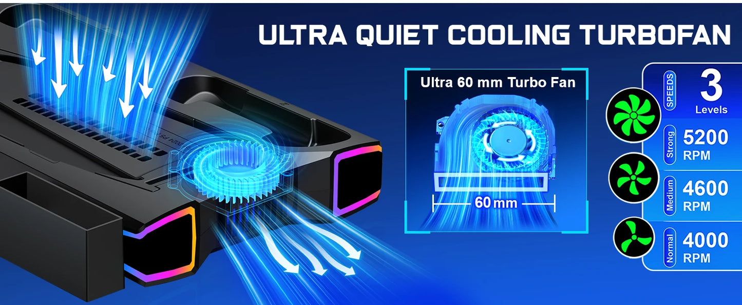 BEBONCOOL S7001 Vertical Stand For NEW PlayStation 5 Slim/PlayStation 5 Cooling Station Notebook-Grade Cooler PS5 Charger