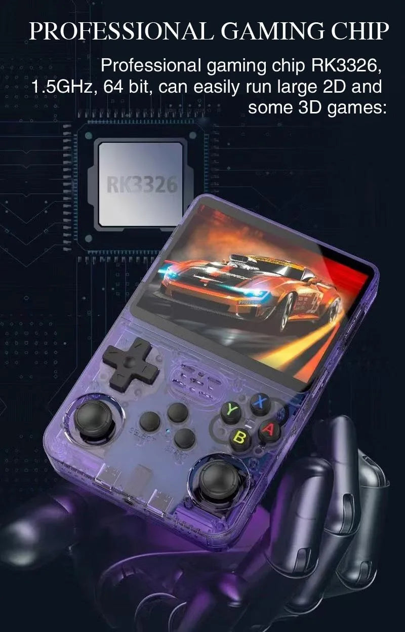 R36S Retro Video Handheld Device, Linux System, 3.5-inch IPS Screen, Built in 3000mAH Battery, Rechargeable Portable, 32G+64G TF