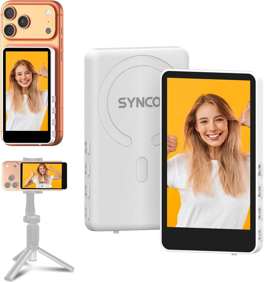 SYNCO XView Mobile Phone Selfie Monitor Magnetic Smartphone Vlog Screen for iPhone & Android Rear Camera Wireless 50m 3H Battery
