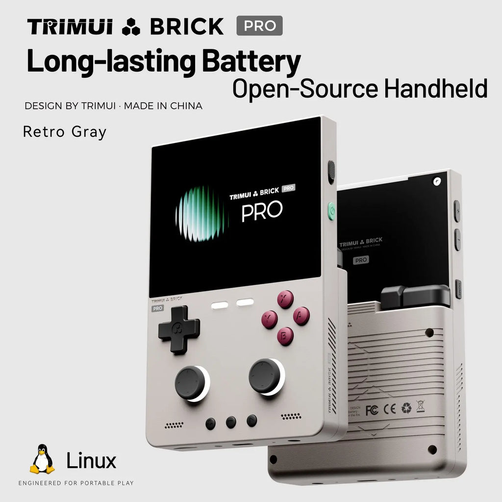 TRIMUI BRICK PRO Handheld Game Console 3.95'' IPS Screen RGB Top Light Dual Hall Joysticks A133P Linux 4.9 System Gifts
