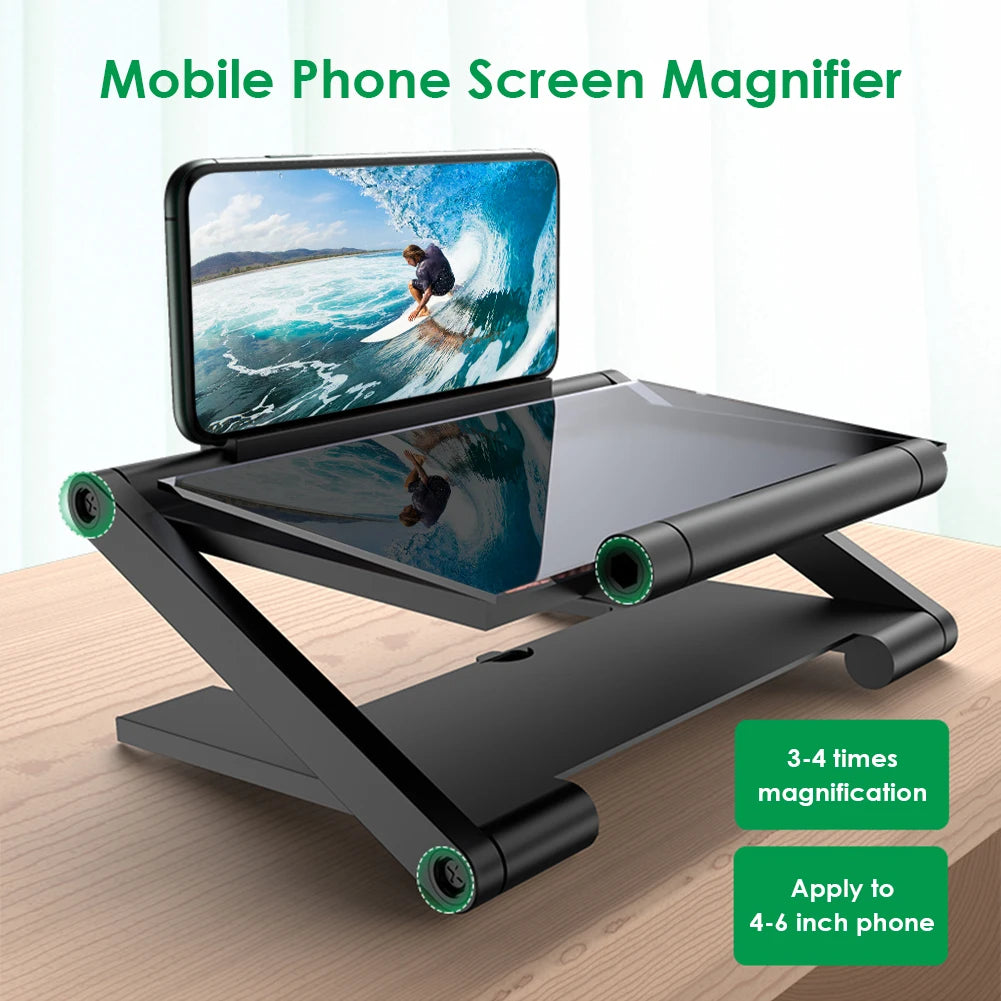 Foldable Mobile Phone Screen Magnifying Glass HD Video Magnifying Glass Folding Stand 8 inch 3D Phone Screen Amplifier Bracket