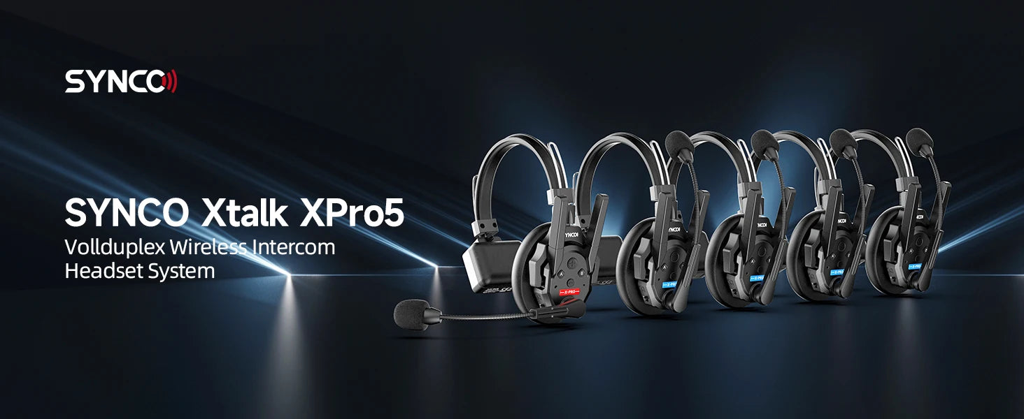 SYNCO XTALK XPRO 2.4G Wireless Intercom Headset 500m 5-Person Communication Noise Reduction for Live Broadcast & Video Shooting