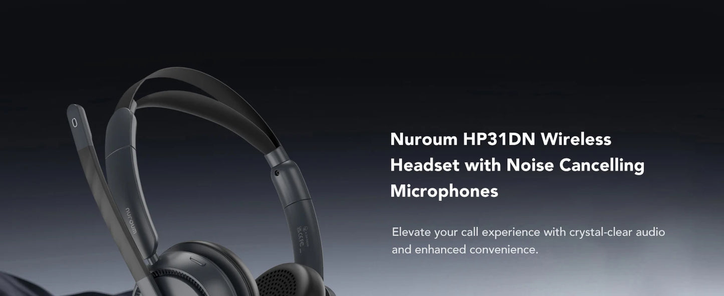 Nuroum Bluetooth 5.3 Wireless Headset with Noise Cancelling Microphone for Work Office Call Center, Mute Button Multi-Point Over Ear Headphones Handsfree Earphone for PC Laptop Computer Teams Zoom Meeting Remote Work Business