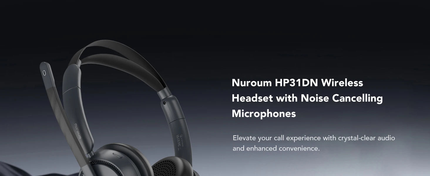 Nuroum Bluetooth 5.3 Wireless Headset with Noise Cancelling Microphone for Work Office Call Center, Mute Button Multi-Point Over Ear Headphones Handsfree Earphone for PC Laptop Computer Teams Zoom Meeting Remote Work Business