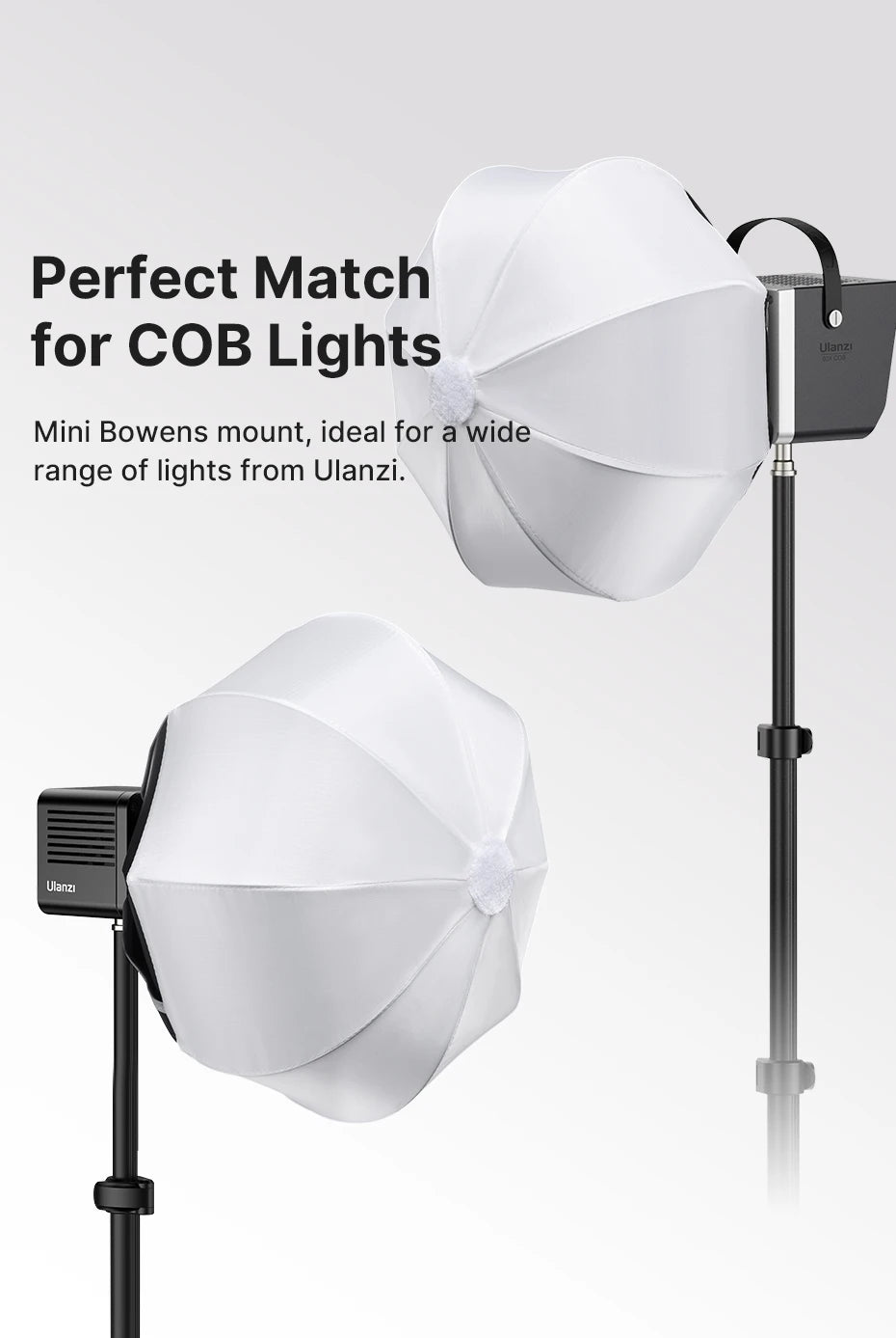 Ulanzi AS-L30 30cm Portable Globe Lantern Softbox Mini Bowens Mount Ball Diffuser Quick Install for Ulanzi LT028 40W COB LED