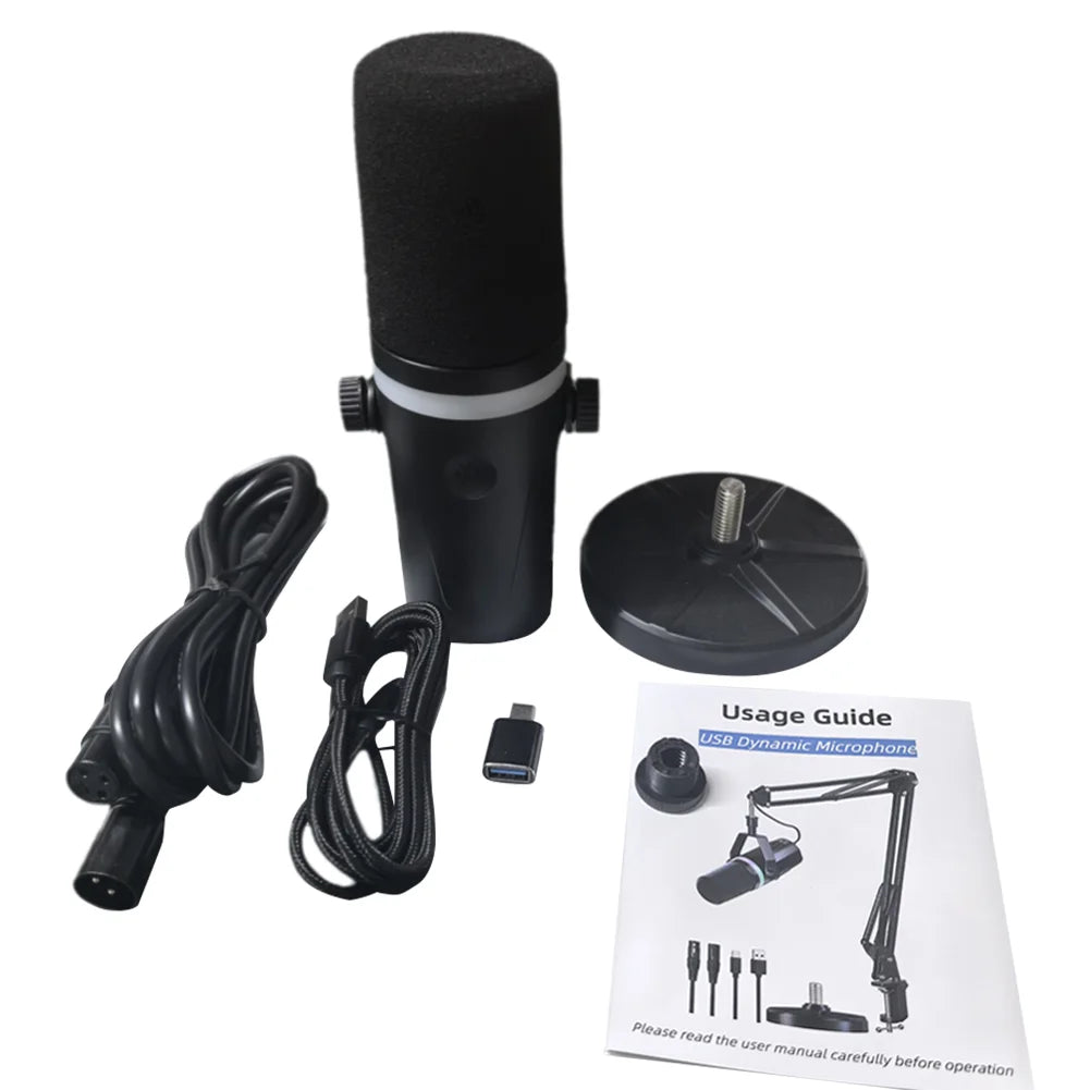 USB XLR Dynamic Gaming Microphone RGB Dynamic Computer Microphone PC Computer Gaming Mic for Streaming Recording