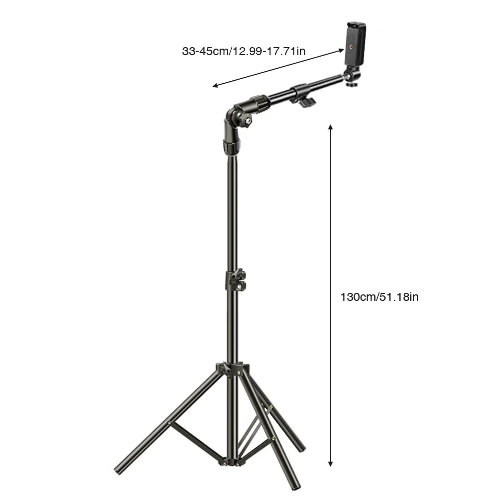 Horizontal Overhead Tripod Adjustable Cell Phone Tripod Stand for Recording/Watching/Vlog