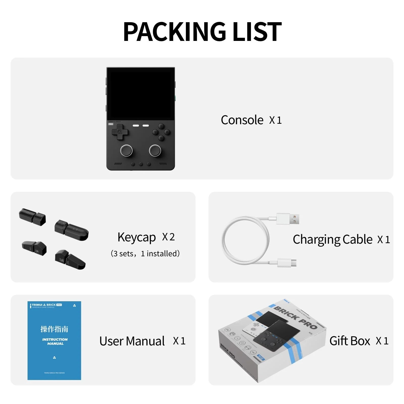 TRIMUI BRICK PRO Handheld Game Console 3.95'' IPS Screen RGB Top Light Dual Hall Joysticks  A133P Linux 4.9 System 5000mAhGifts
