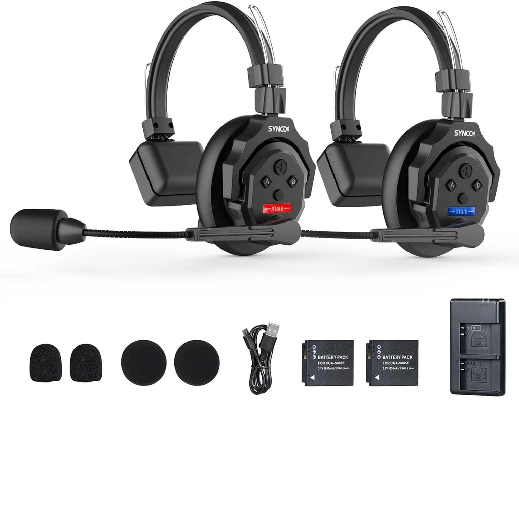 SYNCO XTALK X2 X5 2.4G Wireless Intercom Headset System 2-Person 350M 1148FT 24H Working Time Noise Reduction for Video Shooting