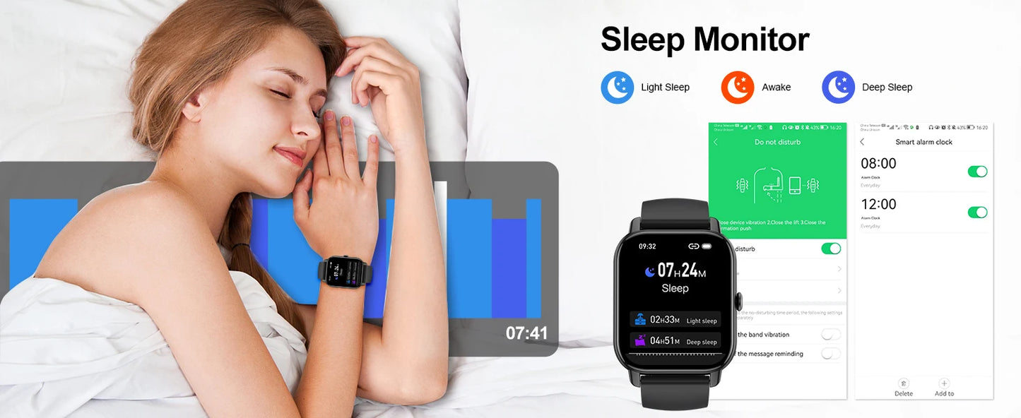 Jxrev Smart Watch, 1.85" Sports Watch for IP68 Waterproof, 110+ Sport Modes, Fitness Activity Tracker, Ultra Thin Watch.