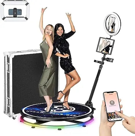 360 Photo Booth Machine w/ Flight Case & Battery Pack | Slow-Mo Camera Booth for Parties | Deluxe Suit Custom Options