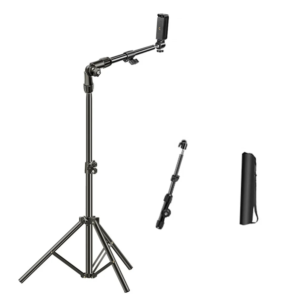 Horizontal Overhead Tripod Adjustable Cell Phone Tripod Stand for Recording/Watching/Vlog