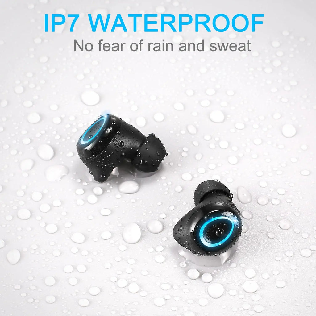 Bluetooth 5.3 Wireless Earbuds, IPX7 Waterproof Sports Earphones with Stereo Bass, In-Ear Noise Cancelling Mic, 140H Playtime.