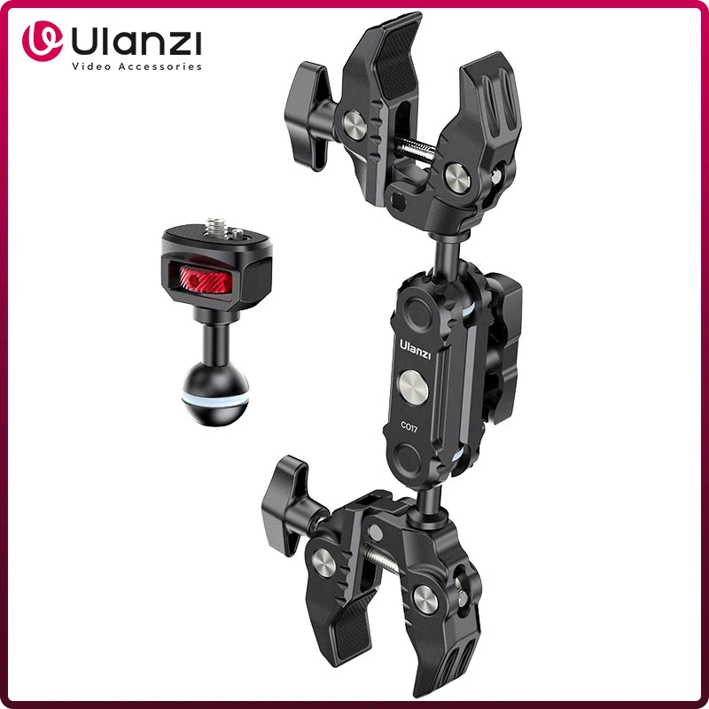 Ulanzi CO17 Super Clamp with 360° Dual-Head Double Clamps Magic Arm Arri Adapter for for Panoramic Camera Umbrella LED Light