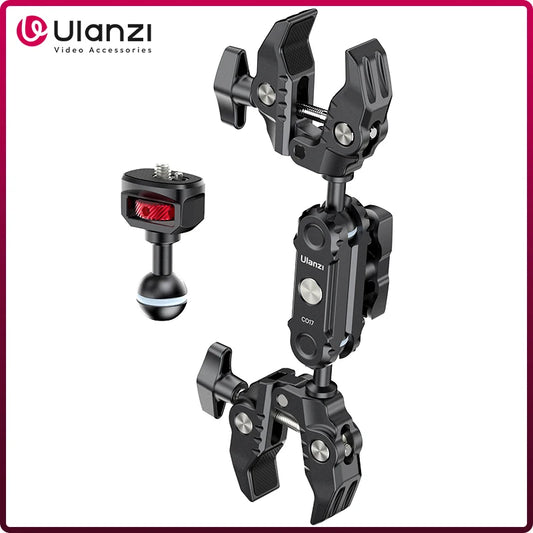 Ulanzi CO17 Super Clamp with 360° Dual-Head Double Clamps Magic Arm Arri Adapter for for Panoramic Camera Umbrella LED Light